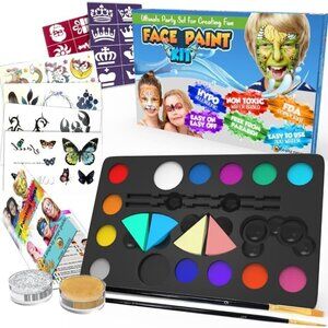 Deluxe Face Paint Kit Palette –Washable Paint great for Birthday Parties. /NEW